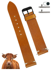 Vintage Slim Hand-Stitched Tan Brown Leather Watch Band