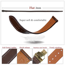 Deployment Dark Brown Flat Full Grain with White Stiching Leather Watch Strap DH-NO-213D