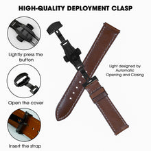 Deployment Dark Brown Flat Full Grain with White Stiching Leather Watch Strap DH-NO-213D