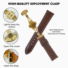 Deployment Dark Brown Flat Full Grain with White Stiching Leather Watch Strap DH-NO-213D