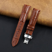 Light Brown Alligator Leather Watch Strap with Deployment Clasp