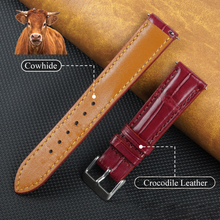 Burgundy Alligator Leather Watch Band For Men