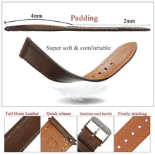 Padded Dark Brown Leather Watch Strap