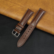 Padded Dark Brown Leather Watch Strap