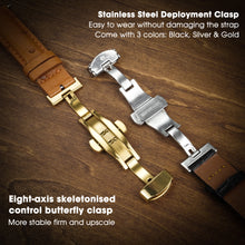 Dark Brown Alligator Leather Watch Strap with Deployment Clasp