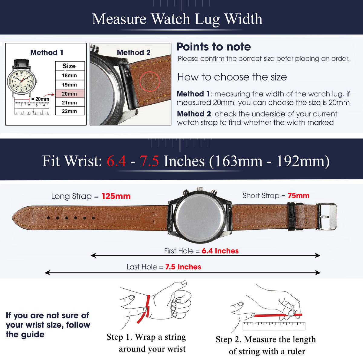 Brown Full Grain Watch Strap with White Stitching and Deployment Clasp