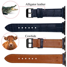 Slim Navy Blue Alligator Apple Leather Watch Band