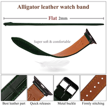 Slim Green Alligator Apple Leather Watch Band