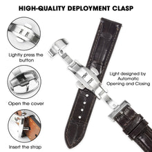 Dark Brown Alligator Leather Watch Strap with Deployment Clasp