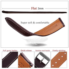 Flat Burgundy Full Grain Watch Strap with White Stitching Quick Release