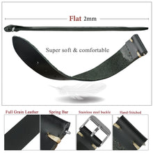 Vintage Slim Hand-Stitched Black Leather Watch Band