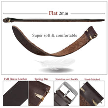 Vintage Slim Hand-Stitched Burgundy Leather Watch Band