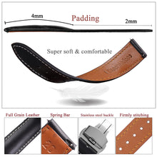 Black Full Grain Watch Strap with White Stitching and Deployment Clasp