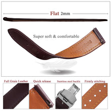 Burgundy Flat Full Grain Leather Watch Strap with Deployment Clasp