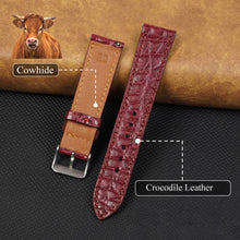 Burgundy Slim Alligator Leather Watch Strap For Men Quick Release Thin Crocodile Watch Band