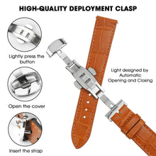 Orange Flat Alligator Belly Leather Watch Strap with Deployment Clasp