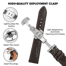 Dark Brown Flat Alligator Belly Leather Watch Strap with Deployment Clasp