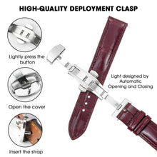 Burgundy Alligator Leather Watch Strap with Deployment Clasp