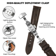 Dark Brown Ostrich Leather Watch Strap with Deployment Clasp