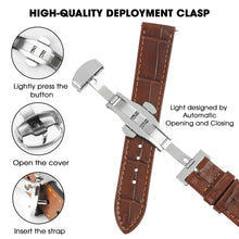 Light Brown Flat Alligator Belly Leather Watch Strap with Deployment Clasp