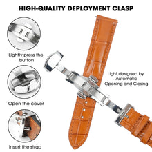 Orange Alligator Leather Watch Strap with Deployment Clasp