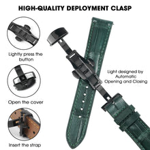 Flat Green Alligator Leather Watch Band, Crocdile Watch Strap