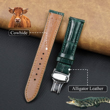 Green Alligator Leather Watch Strap with Deployment Clasp
