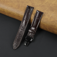 Dark Brown Alligator Leather Watch Strap with Deployment Clasp