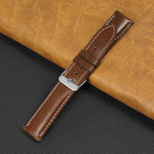 Padded Brown Full Grain Watch Strap with White Stitching Quick Release