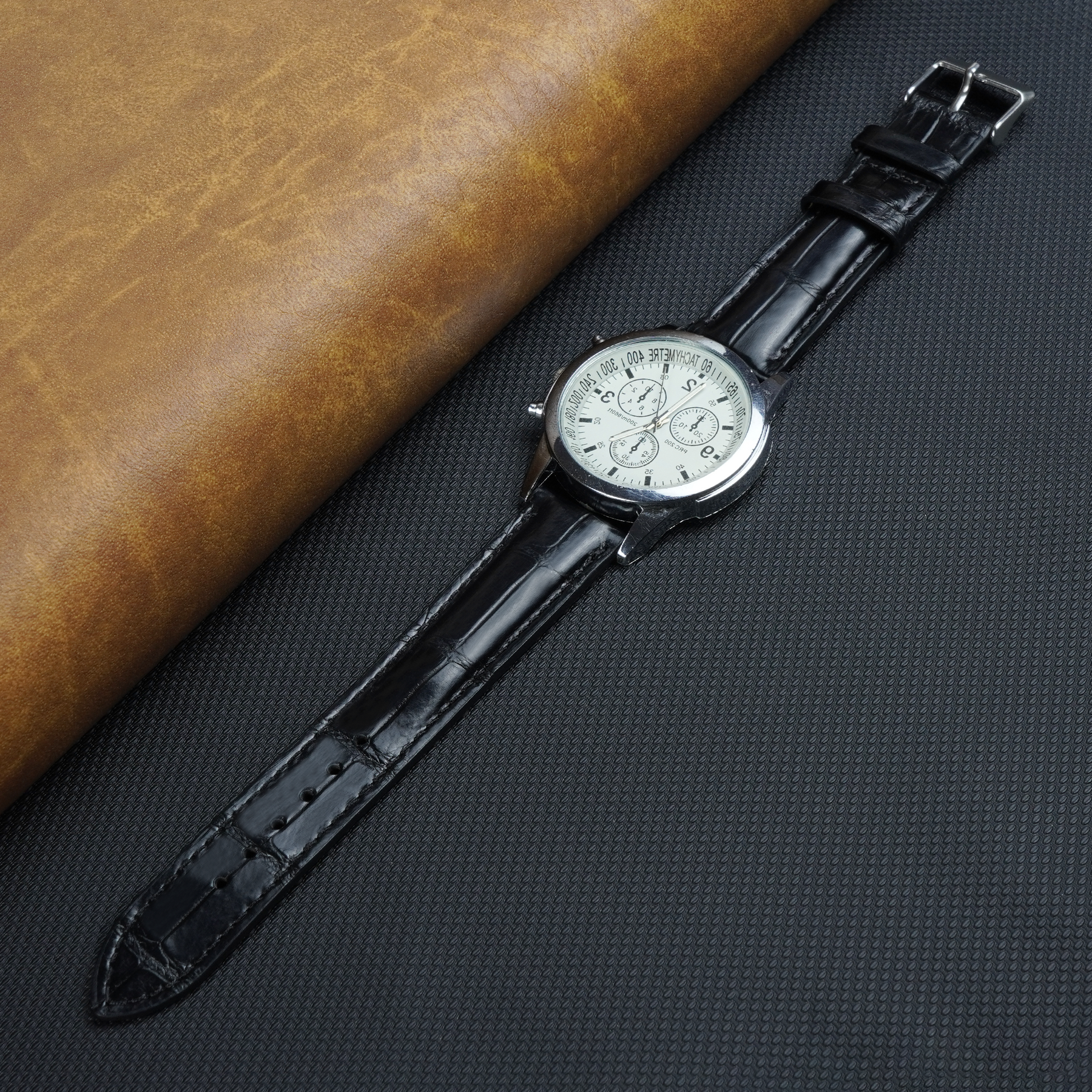 Black Alligator Leather Watch Strap