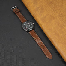 Padded Brown Full Grain Watch Strap with White Stitching Quick Release