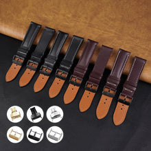 Flat Black Full Grain Watch Strap with White Stitching Quick Release