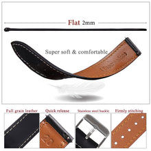 Flat Black Full Grain Watch Strap with White Stitching Quick Release
