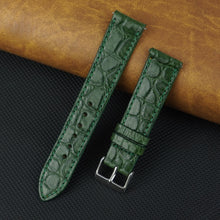 Green Slim Alligator Leather Watch Strap For Men Quick Release Thin Crocodile Watch Band