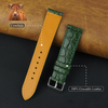 Green Slim Alligator Leather Watch Band For Men Quick Release Thin Croc Premium Flat Leather Watch Strap Replacement Bespoke