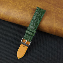 Green Slim Alligator Leather Watch Strap For Men Quick Release Thin Crocodile Watch Band