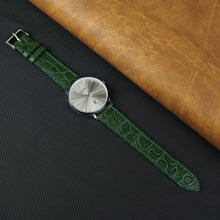 Green Slim Alligator Leather Watch Strap For Men Quick Release Thin Crocodile Watch Band