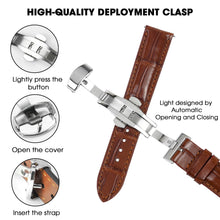 Light Brown Alligator Leather Watch Strap with Deployment Clasp