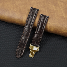 Dark Brown Alligator Leather Watch Strap with Deployment Clasp