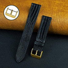 Flat Black Lizard Leather Watch Strap DH-NO-91