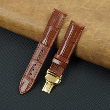 Light Brown Alligator Leather Watch Strap with Deployment Clasp