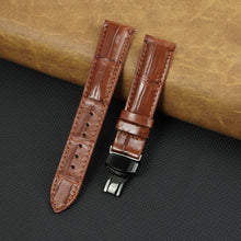 Light Brown Alligator Leather Watch Strap with Deployment Clasp
