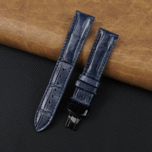 Blue Alligator Leather Watch Strap with Deployment Clasp