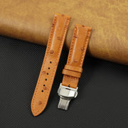Tan Brown Ostrich Leather Watch Strap with Deployment Clasp