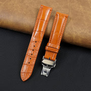 Orange Alligator Leather Watch Strap with Deployment Clasp