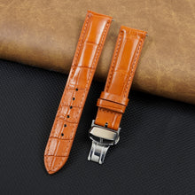 Orange Alligator Leather Watch Strap with Deployment Clasp