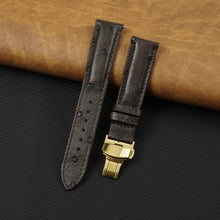 Dark Brown Ostrich Leather Watch Strap with Deployment Clasp