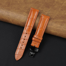 Orange Alligator Leather Watch Strap with Deployment Clasp