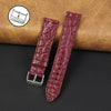 Burgundy Slim Alligator Leather Watch Band For Men Quick Release Red Crocodile Premium Flat Leather Watch Strap Replacement Bespoke
