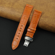 Orange Flat Alligator Belly Leather Watch Strap with Deployment Clasp